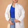 Ivory Grace Long Silk Jacket with Floral Embroidery