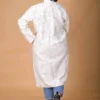 Ivory Grace Long Silk Jacket with Floral Embroidery