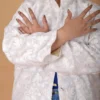Ivory Grace Long Silk Jacket with Floral Embroidery
