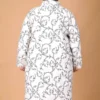 Ethereal Opulence Long Silk Jacket with Black Floral Embroidery