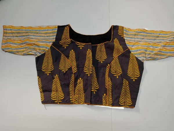 Black Yellow Cotton Blouse