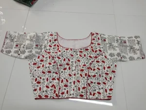 Red White Cotton Blouse