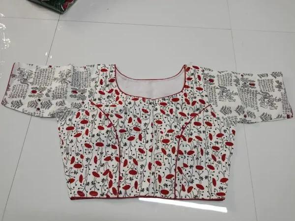 Red White Cotton Blouse