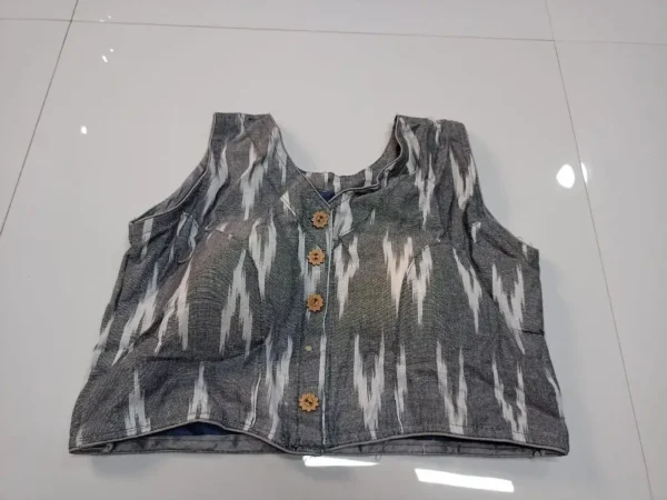 Grey Cotton Ikkat Blouse
