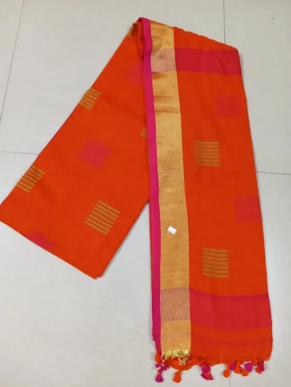Orange Khadi Zari Saree
