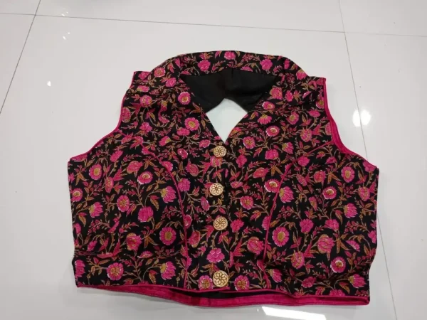 Black Cotton Jacket Style Blouse
