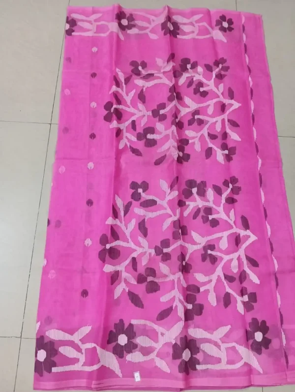 Pink Muslin Jamdani Saree