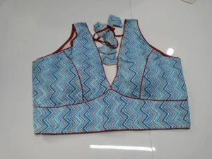Blue Cotton Zig Zag Blouse