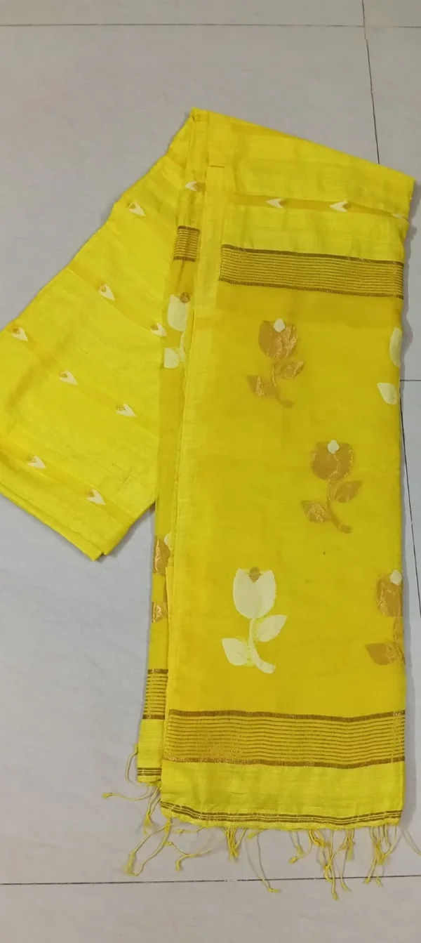 Yellow Matka Silk Floral Saree