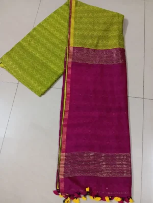 Green Cotton Shibori Saree