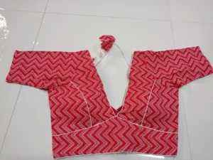 Red Cotton Zig Zag Print Blouse
