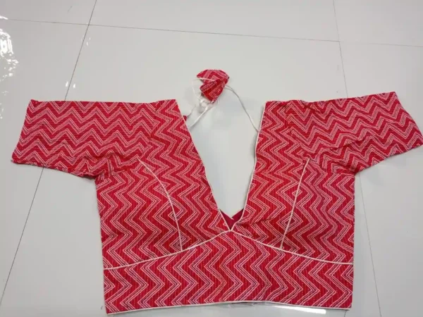 Red Cotton Zig Zag Print Blouse