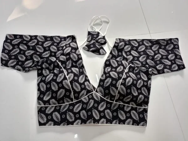 Black Cotton Printed Blouse