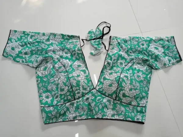 Green Cotton Printed Blouse