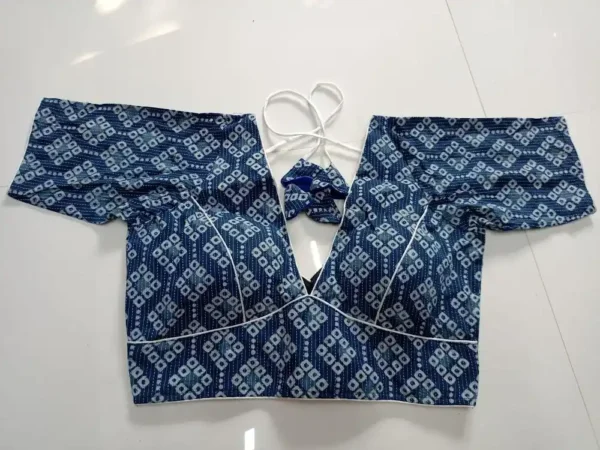 Dark Blue Cotton Printed Blouse