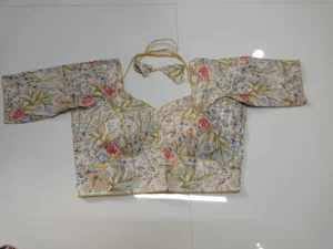 Off White Cotton Printed Blouse