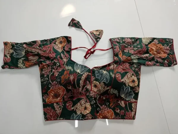 Green Cotton Printed Blouse