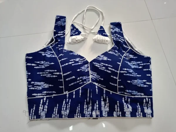 Deep Blue Cotton Printed Blouse