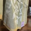 Pesta Green on White Floral work on Cotton Jamdani Saree