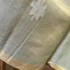 Pesta Green on White Floral work on Cotton Jamdani Saree