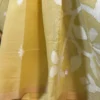 Yellow on White Floral work and Butta on Cotton Jamdani Saree