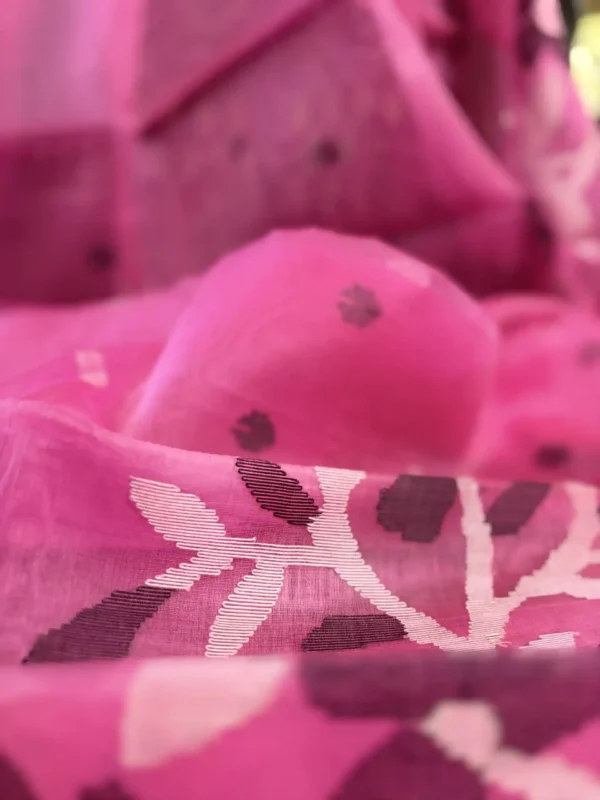 Pink Muslin Jamdani Saree