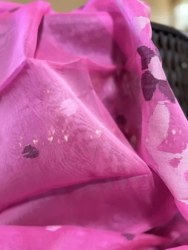 Pink Muslin Jamdani Saree