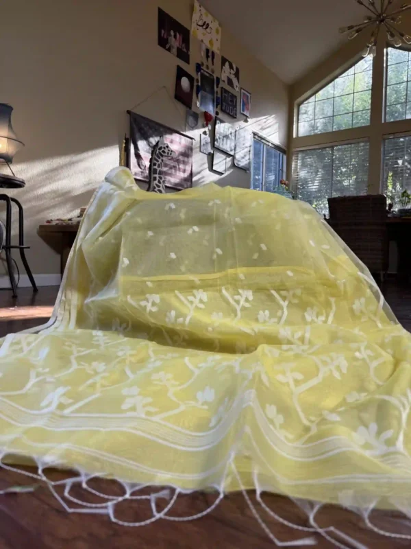 Yellow Dhakai Muslin Saree