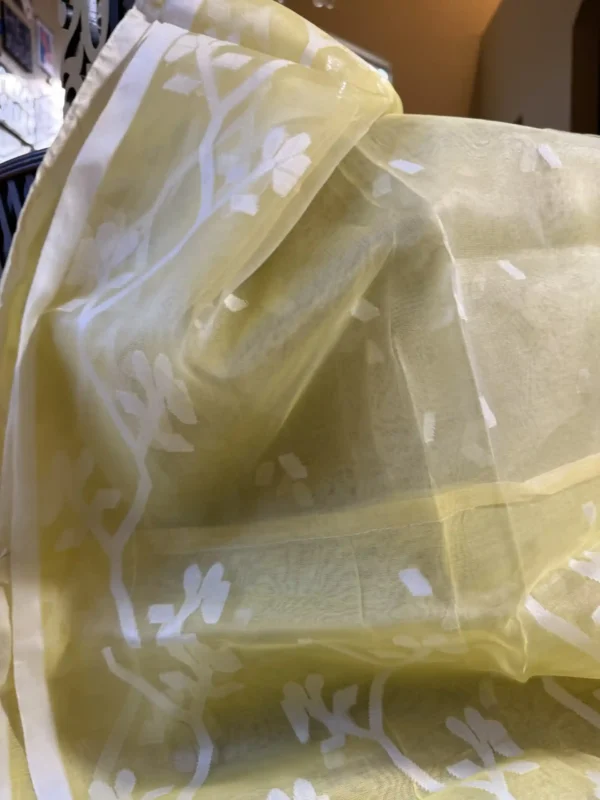 Yellow Dhakai Muslin Saree