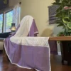 White and purple Body Designer Lace Border Cotton saree