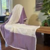 White and purple Body Designer Lace Border Cotton saree