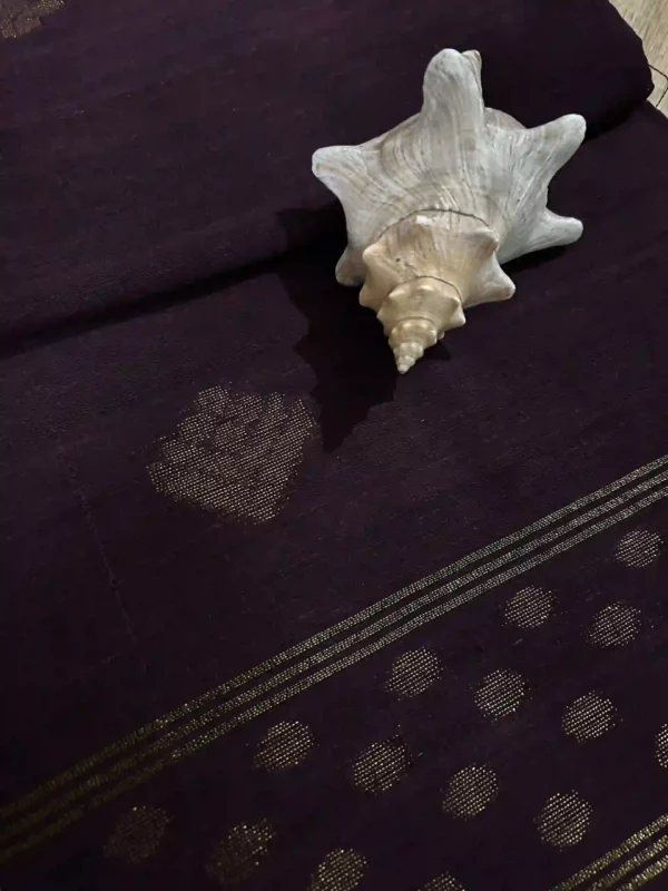 Dark Brown Linen Zari Saree