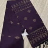 Dark Brown Linen Zari Saree