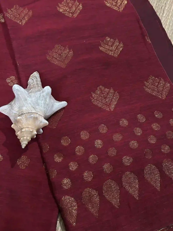 Maroon Linen Zari Saree