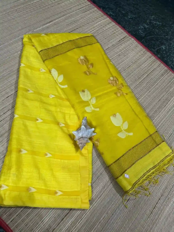 Yellow Matka Silk Floral Saree