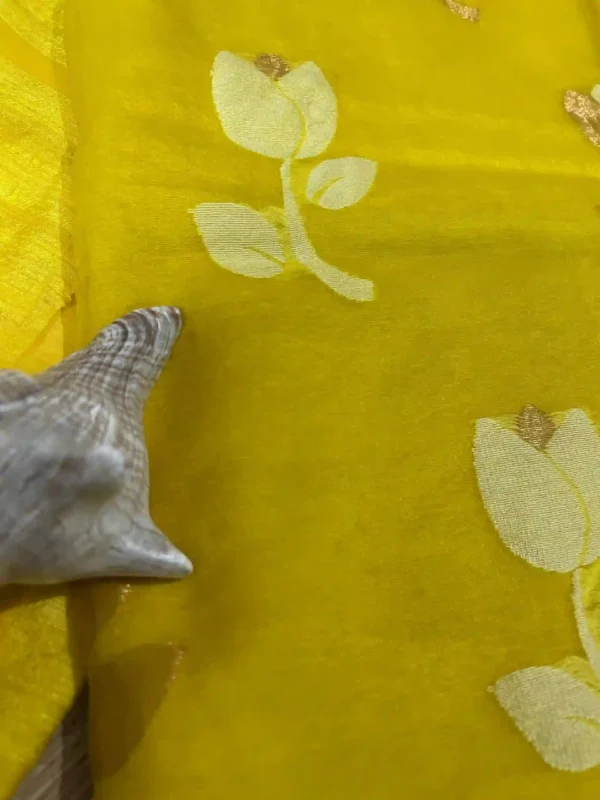 Yellow Matka Silk Floral Saree