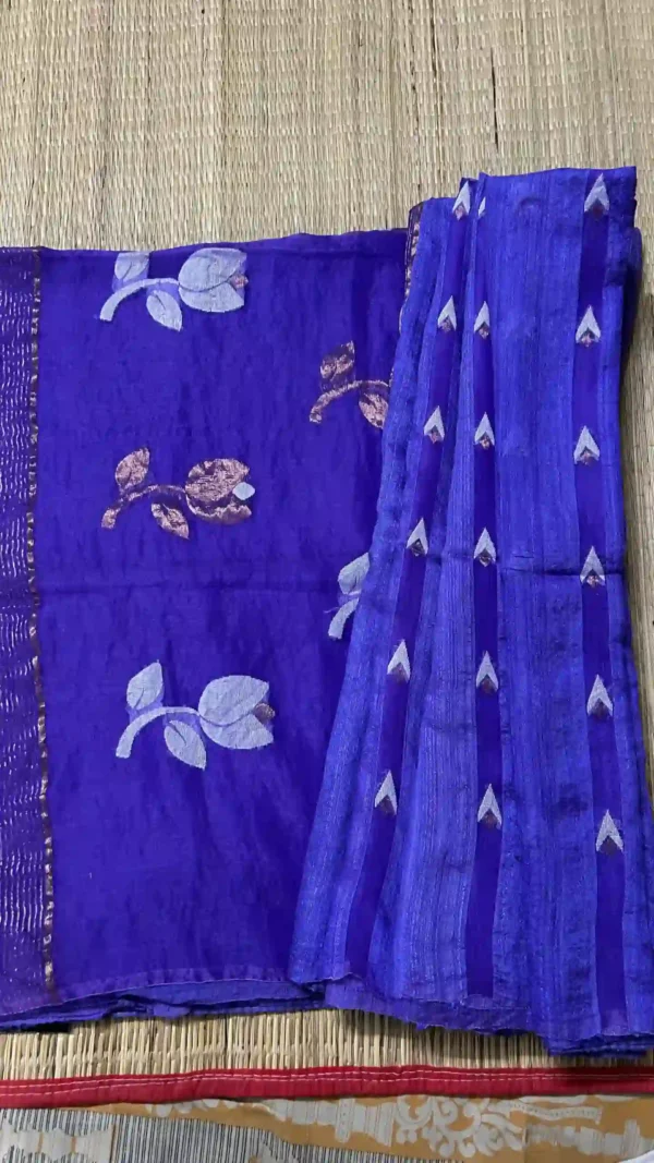 Violet Matka Silk Floral Saree