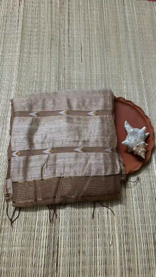 Beige Matka Silk Floral Saree