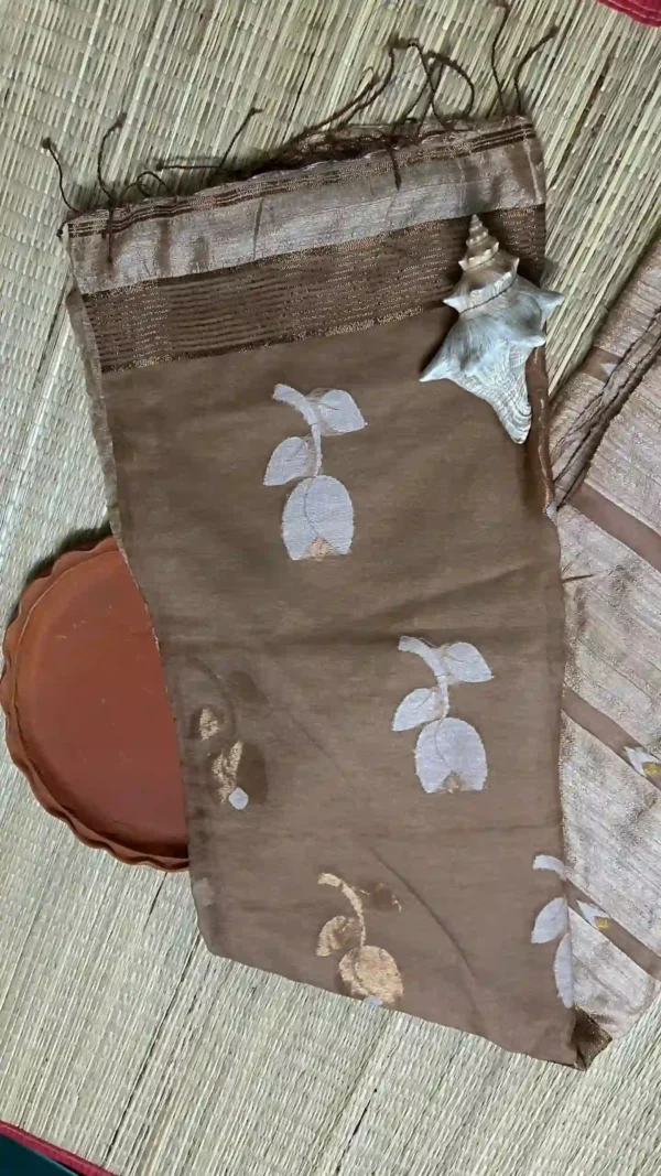 Beige Matka Silk Floral Saree