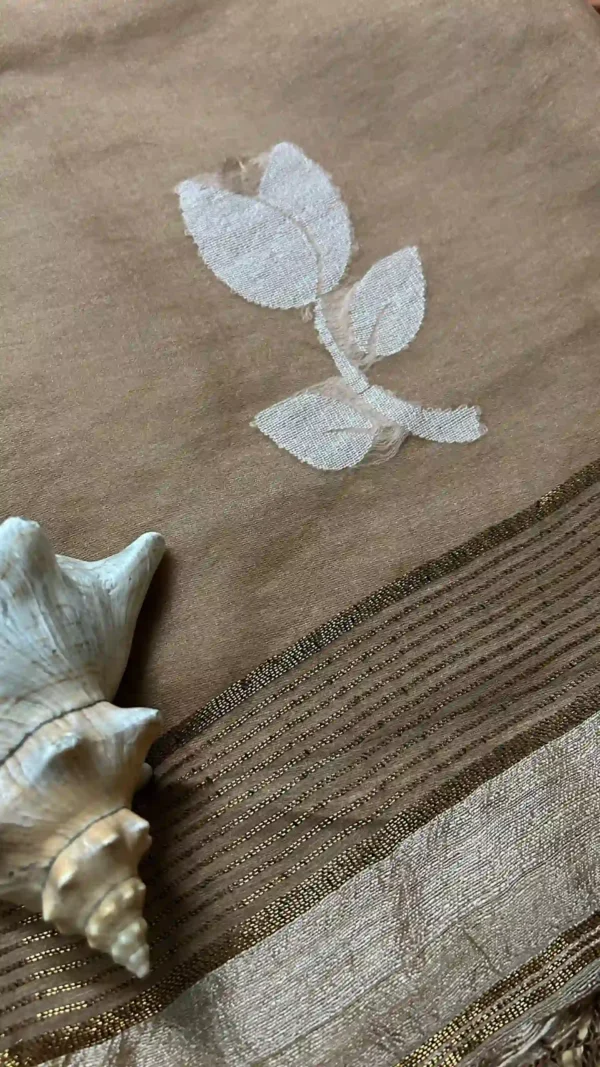 Beige Matka Silk Floral Saree