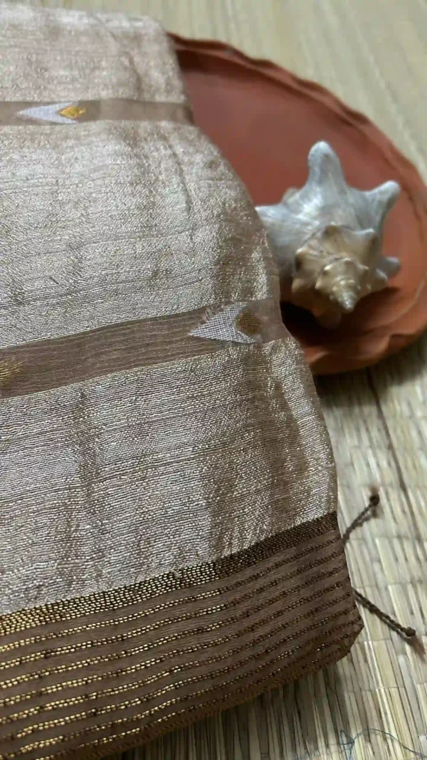 Beige Matka Silk Floral Saree