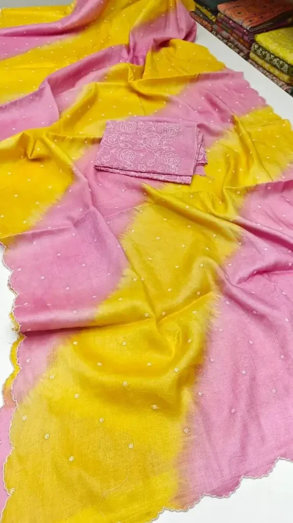 Sunset Dreams Chikankari Tussar Silk