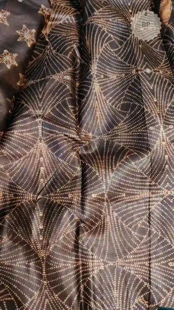 Brown Tussar Needle Print Saree