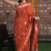 Pure Linen Khadi Resham border Saree