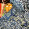 Blue Ajrakh Modal Silk saree