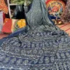 Navy Blue Ajrakh Modal Silk saree