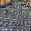 Navy Blue Ajrakh Modal Silk saree