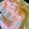 Peach on silver Zari work Border Khadi Chiffon saree