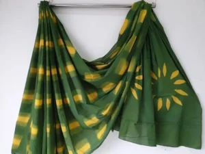 Green Bagru cotton saree