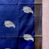 Royal Blue on Leaf motif design Tussar Zari Border Kattan saree